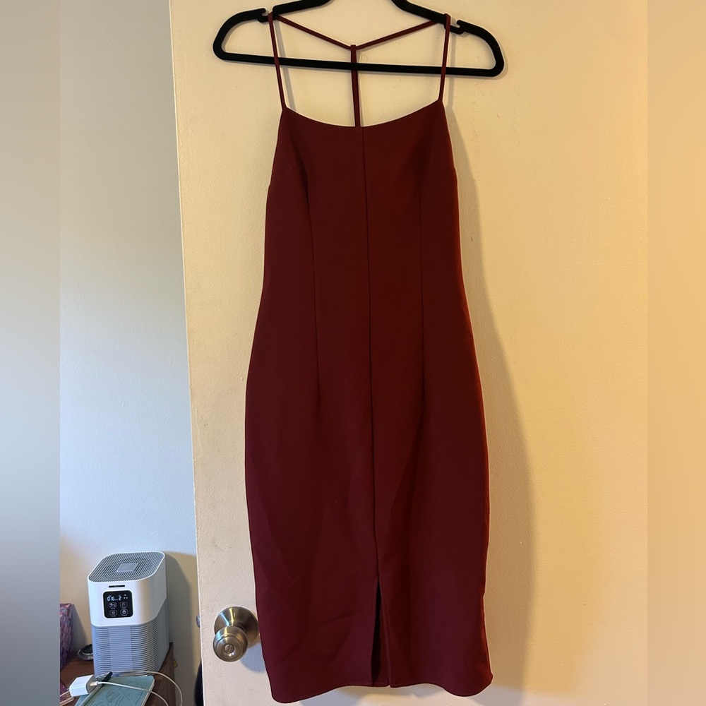 Express Strapless Burgundy Dress